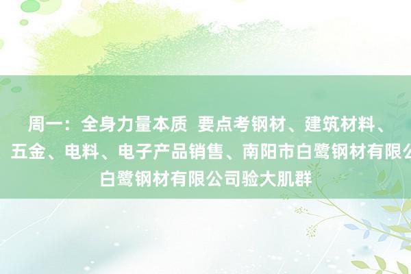 周一：全身力量本质  要点考钢材、建筑材料、一般矿产品、五金、电料、电子产品销售、南阳市白鹭钢材有限公司验大肌群